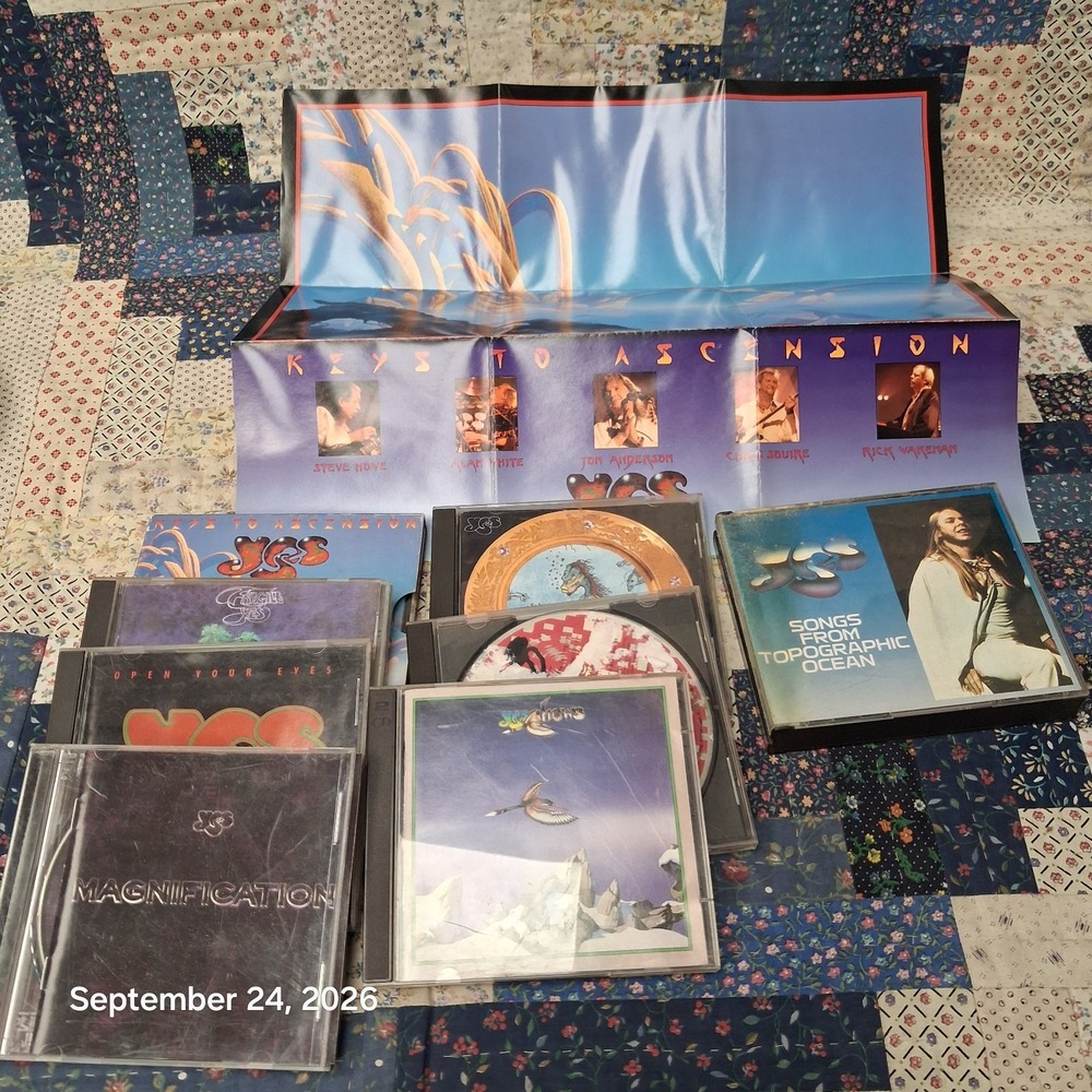 Lot of 8 Yes CDs Fragile Yesshows Keys to Ascension Poster Topographic Ocean